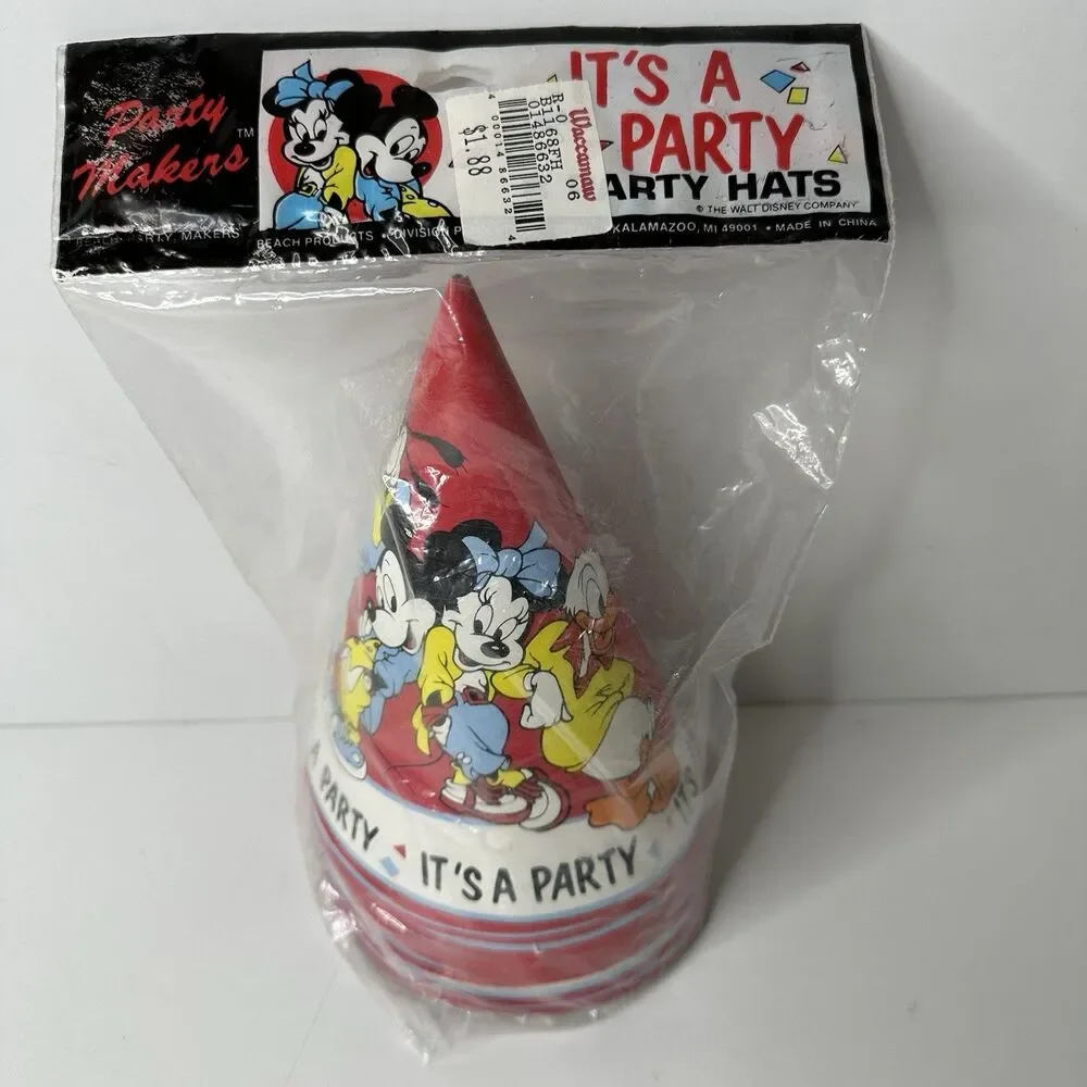 9‎ Vintage Disney Party Hats Mickey Minnie Goofy Junk Journal Photo Booth Prop